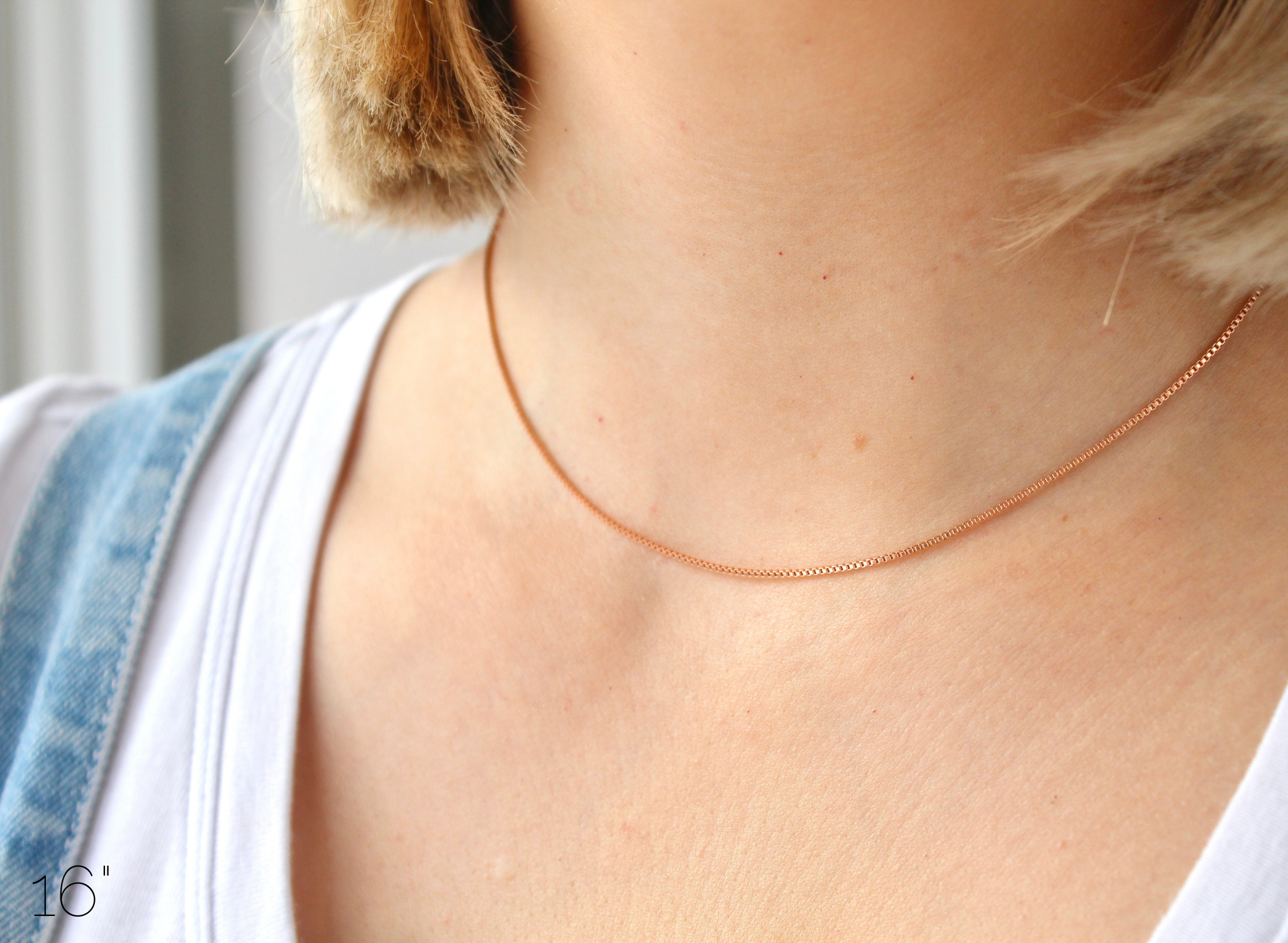 16 inch gold box chain necklace deals