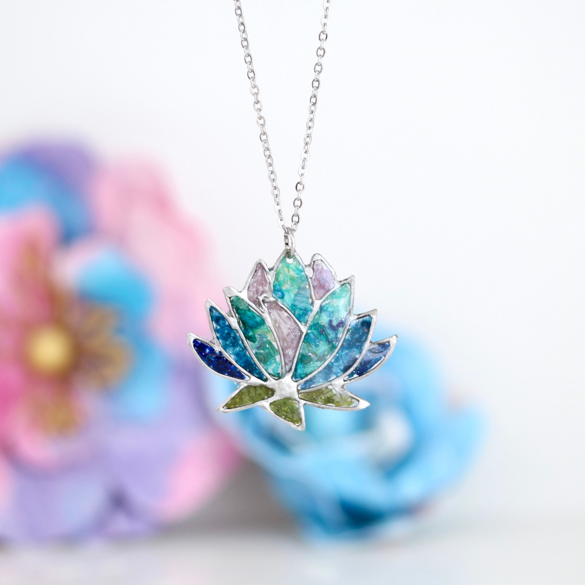 Framed Lotus Flower Necklace Petal Jewellery Shop