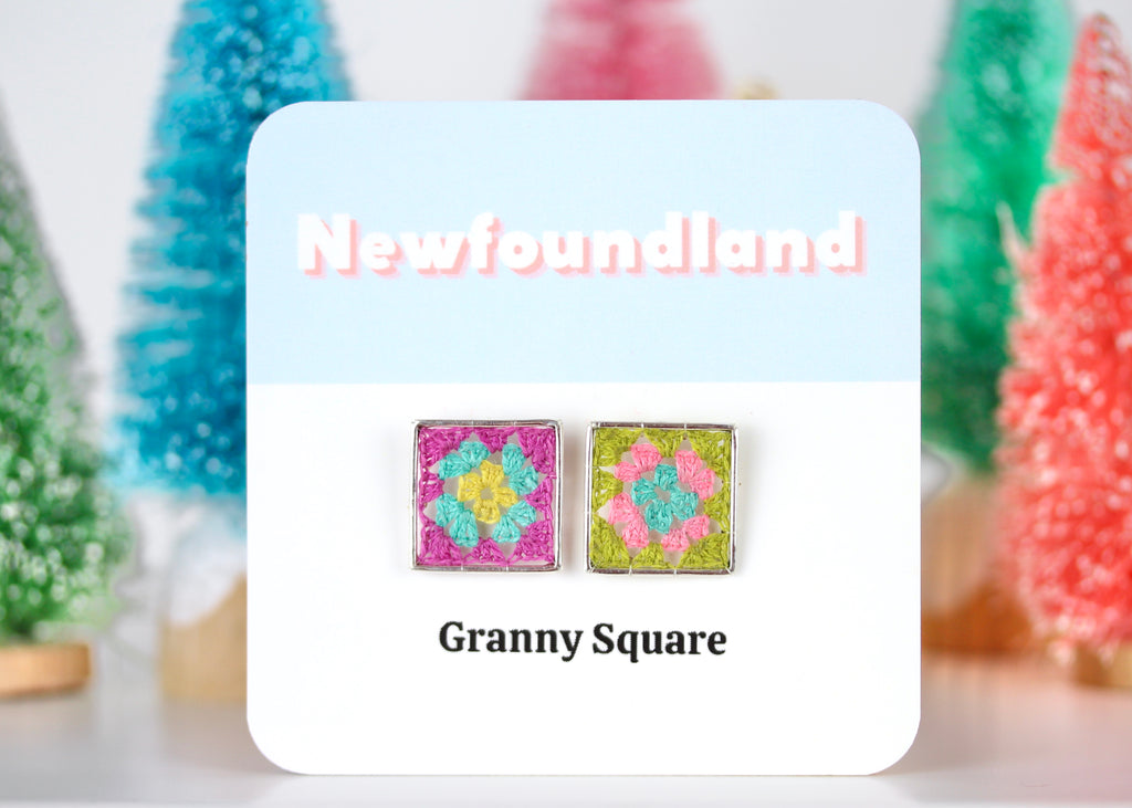 Granny Square Stud Earrings