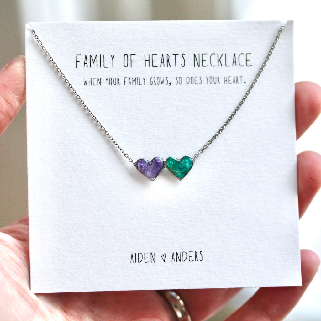 Family of Hearts Necklace (Birthstone)