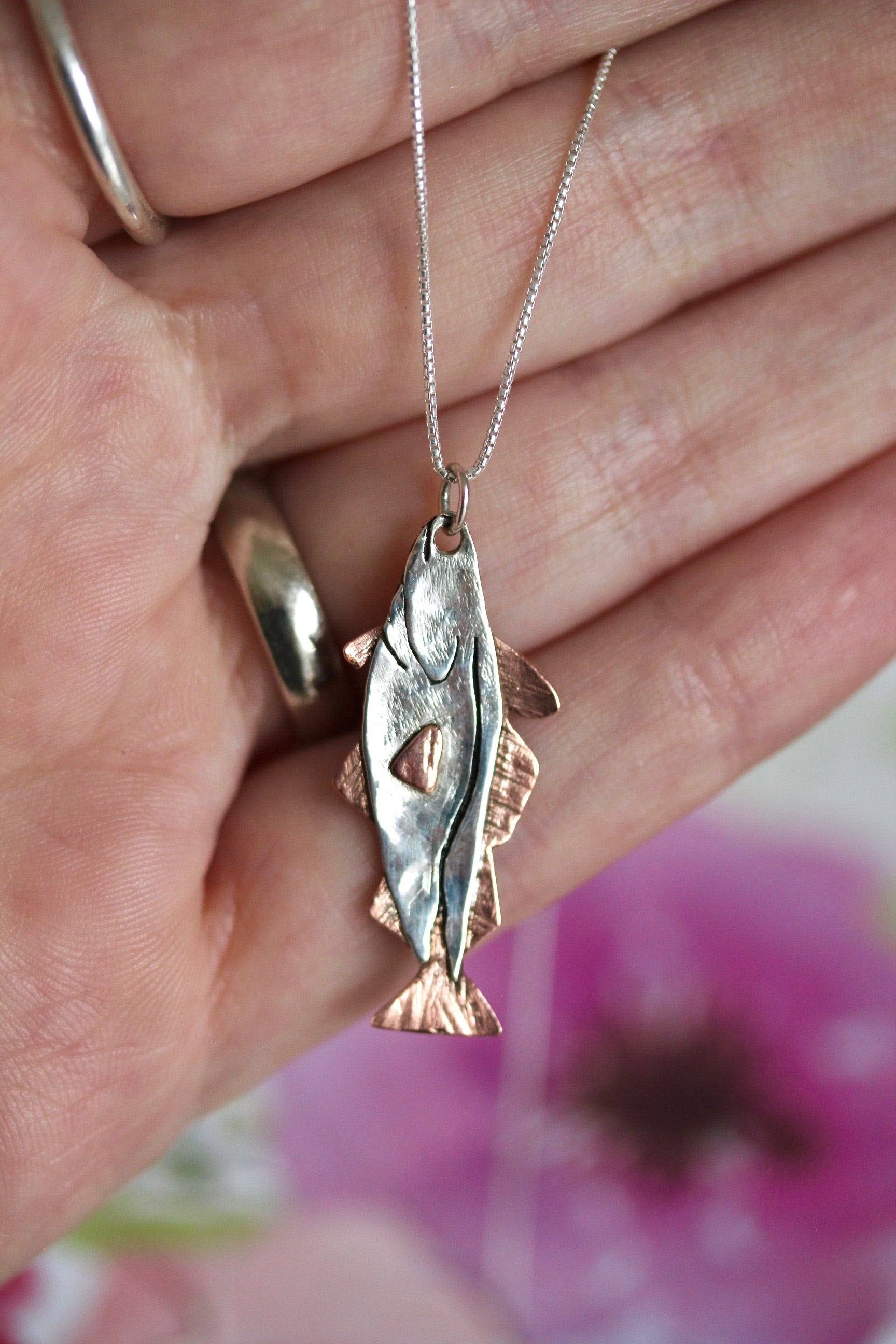 Hammered Cod Fish Necklace